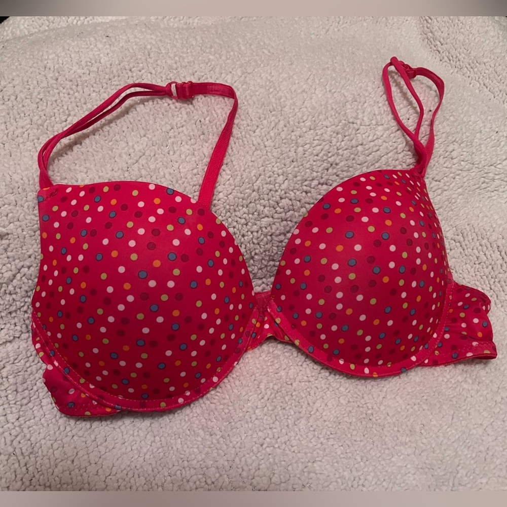 Polka Dot Underwire Bra - Pink